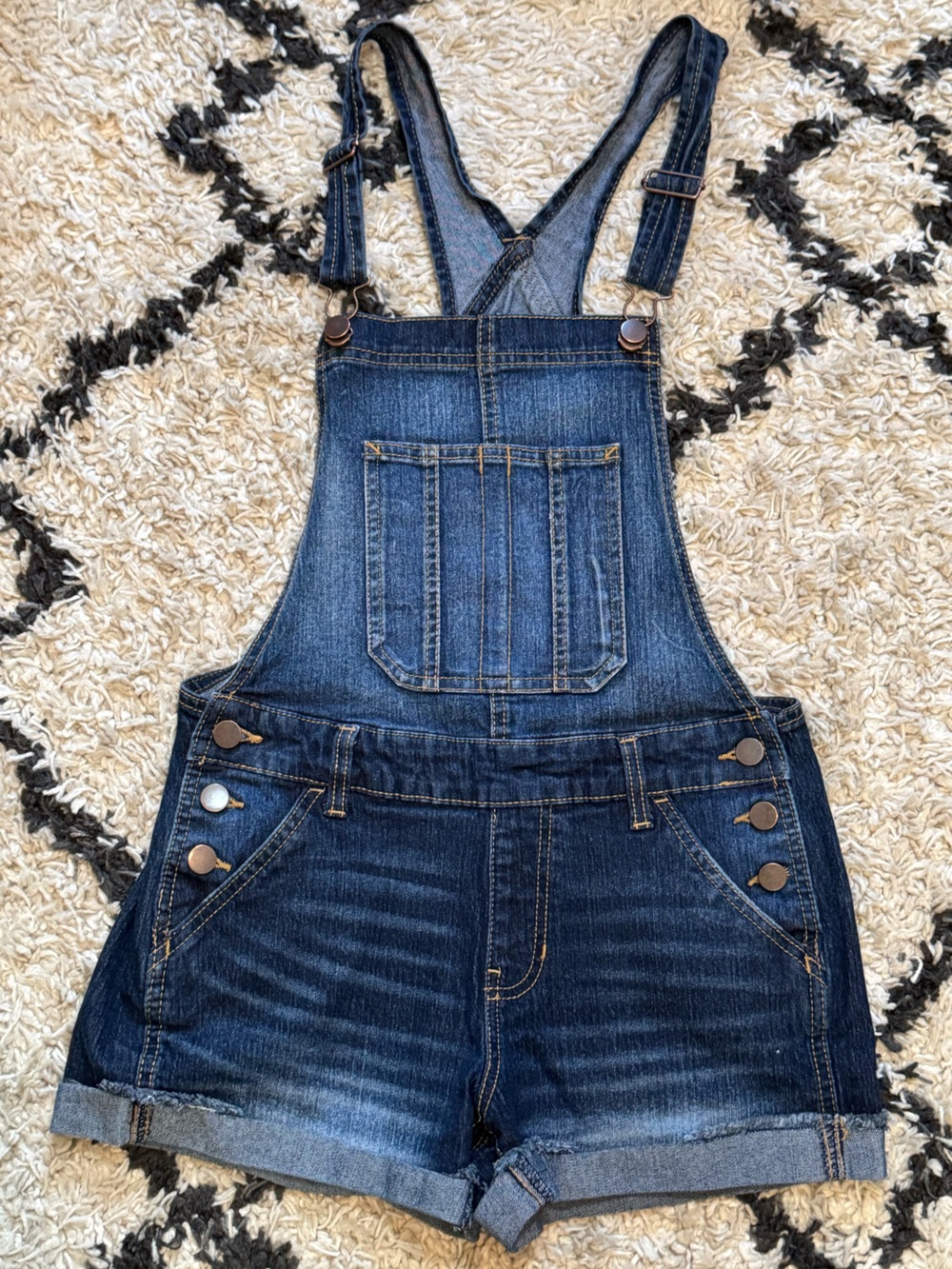 NOBO Relaxed-Fit Dark Blue Denim Short Overalls